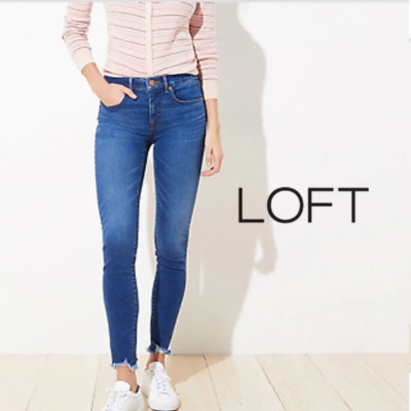 LOFT Denim - LOFT Mid Rise "Modern Skinny" Super Stretchy Chewed Hems Jean